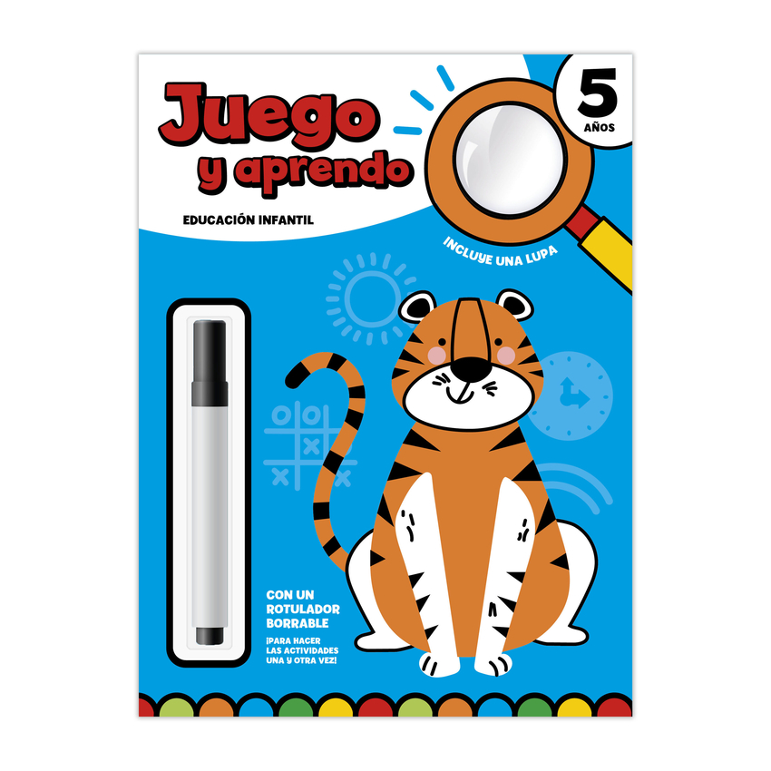 JUEGO Y APRENDO 5 AÑOS – CON LUPA Y ROTULADOR BORRABLE
