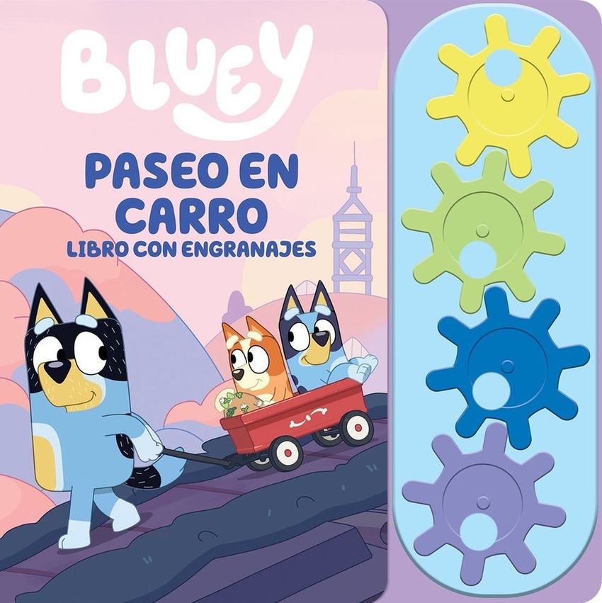  BLUEY: PASEO EN CARRO - LIBRO DE ACTIVIDAD CON ENGRANAJES - PI KIDS 