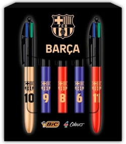 Estuche 5 boligrafos 4 colores f.c. barcelona punta 1mm