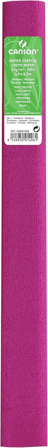 Paq/10 rollo continuo papel crespon 50x250cm frambuesa 32g