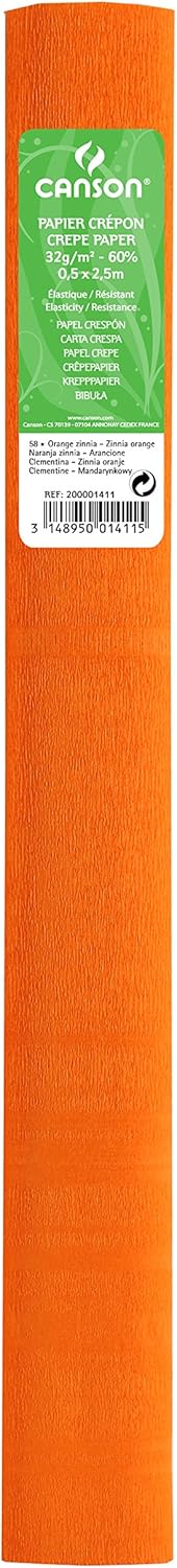PAQ/10 ROLLO CONTINUO PAPEL CRESPON 50X250CM MANDARINA 32G