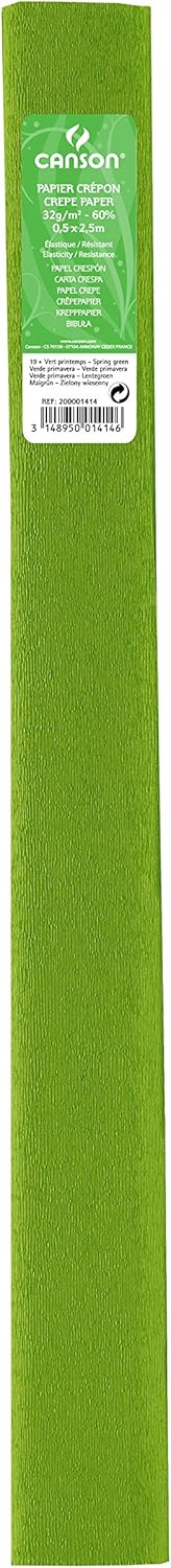 Paq/10 rollo continuo papel crespon 50x250cm verde primavera 32g