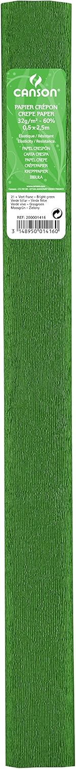 Paq/10 rollo continuo papel crespon 50x250cm verde billar 32g