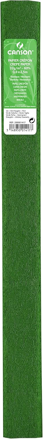 Paq/10 rollo continuo papel crespon 50x250cm verde helecho 32g