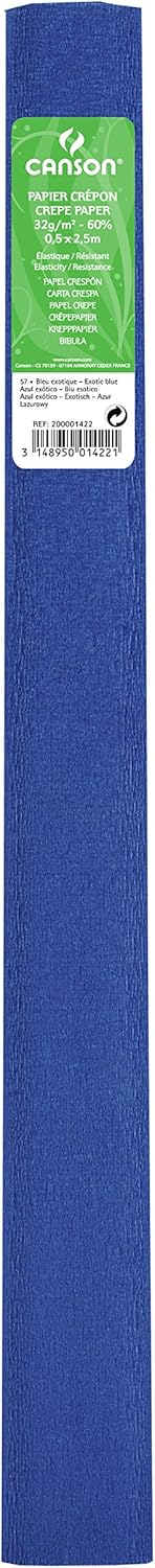 Paq/10 rollo continuo papel crespon 50x250cm azul exotico 32g