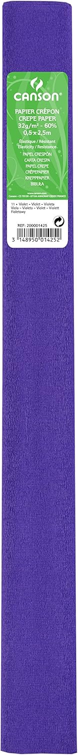 Paq/10 rollo continuo papel crespon 50x250cm violeta 32g