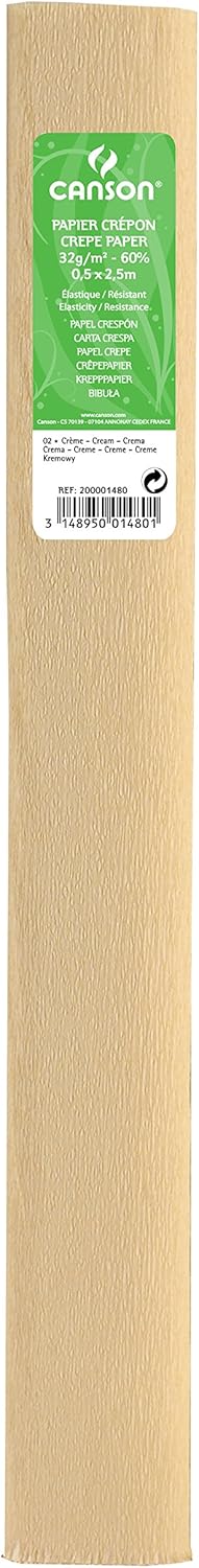 PAQ/10 ROLLO CONTINUO PAPEL CRESPON 50X250CM CREMA 32G