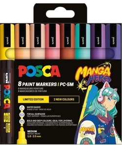 ESTUCHE 8 ROTULADORES POSCA PC5 COLORES MANGA HERO