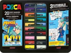 CAJA METALICA 20 ROTULADORES UNI-POSCA MANGA HERO