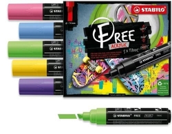 Estuche 5 rotuladores stabilo free acrylic t800 colores surtidos