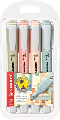 Estuche 4 marcadores stabilo swing cool naturecolors