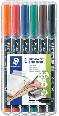 ESTOXO 6 ROTULADORES LUMOCOLOR 317 PUNTA M CORES SURTID