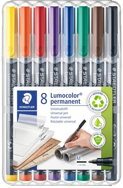ÉTUI 8 STYLOS FEUTRE LUMOCOLOR 317 POINTE M COULEURS SURTID.