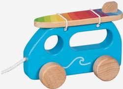 VEHICULO DE ARRASTRE FURGONETA DE SURFISTAS DE MADERA