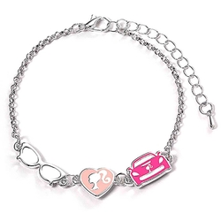 Pulsera De Tres Clásicos Abalorios Esmaltados Gafas, Silueta