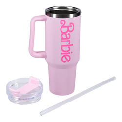Vaso Termo Xl Con Pajita Logo Barbie Soft Touch 1200 Ml