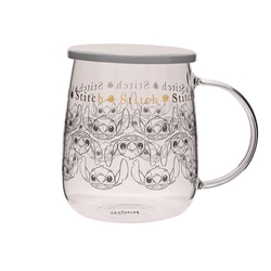 Taza De Cristal Con Tapa Stitch Disney