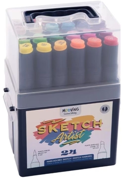 Estuche 24 marcadores sketch doble punta coloring