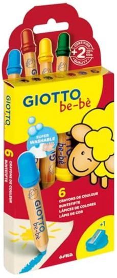 ESTUCHE 6 SUPER LAPICES COLORES CON SACAPUNTAS GIOTTO BE-BE