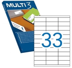 C/100 FOLHAS ETIQUETAS FT/IM 70X25,4 MULTI3 CANTOS RECTOS