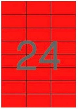 C/100 FEUILLES ETIQUETAS COULEUR ROUGE FT/IM 70X37 APLI