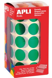 ROLO GOMETS REDONDO VERDE METALIZADO AUTOADHESIVOS 20MM
