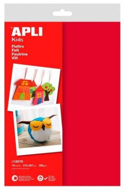 BLISTER 10 FOLHAS FELTRO A4 VERMELHO APLI