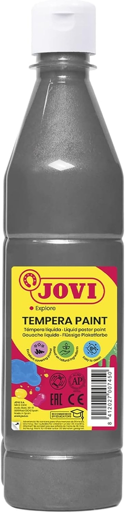 BOTE TEMPERA LIQUIDA JOVI 500ML PLATA