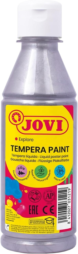 POT TEMPERA LIQUIDA JOVI 250ML METALIC PLATA