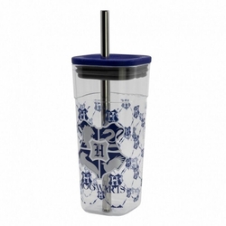 Vaso Acrílico Cube Con Pajita Acero Inox. Harry Potter
