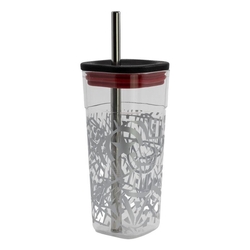 Vaso Acrílico Cube Con Pajita Acero Inox. Marvel