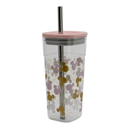 Vaso Acrílico Cube Con Pajita Acero Inox. Mickey Mouse
