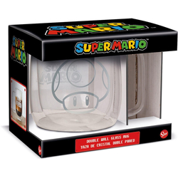 Taza De Cristal Doble Pared Super Mario