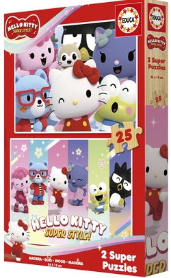 PUZZLE 2X25 PIEZAS DE MADERA HELLO KITTY SUPERSTYLE