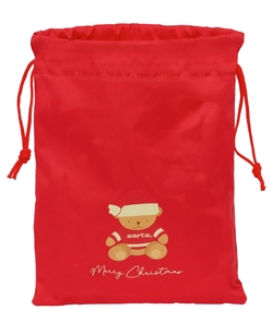 SAQUITO PLANO OSITO ROJO FELICES FIESTAS 26x34x1cm
