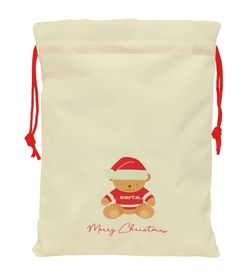 SAQUITO PLANO OSITO BEIGE FELICES FIESTAS 26x34x1cm