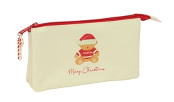 PORTATODO TRIPLE OSITO BEIGE FELICES FIESTAS 22x12x3cm