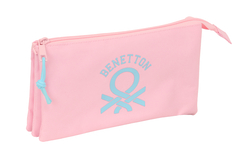 PORTATODO TRIPLE BENETTON BASICS ROSA PASTEL 22x12x3cm
