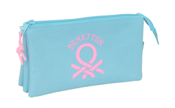 PORTATODO TRIPLE BENETTON BASICS CELESTE 22x12x3cm