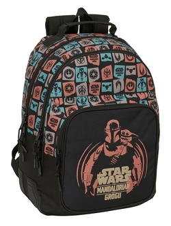 MOCHILA DOBLE ADAPTABLE A CARRO MANDALORIAN & GROGU 32x42x15cm