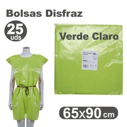 JOGO/25 BOLSAS PLASTICO PARA DISFRACES 65X90CM VERDE CLARO