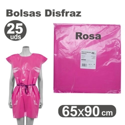 JOGO/25 BOLSAS DE PLASTICO PARA DISFRACES 65X90CM COR-DE-ROSA