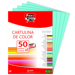 Paq/50 cartulinas fixo a4 180g. azul turquesa