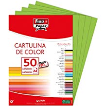 PAQ/50 CARTOLINES FIXO A4 180G. VERD LIMA