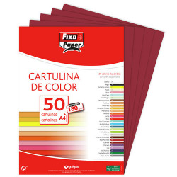 PAQ/50 CARTOLINAS FIXO A4 180G. GRANATE