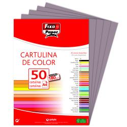PAQ/50 CARTOLINAS FIXO A4 180G. GRIS PLOMO