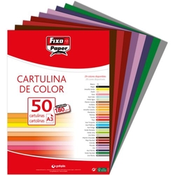 PAQ/50 CARTULINAS FIXO A3 180G. GRANATE