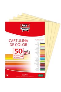 PAQ/50 CARTOLINAS FIXO A4 180G. VAINILLA