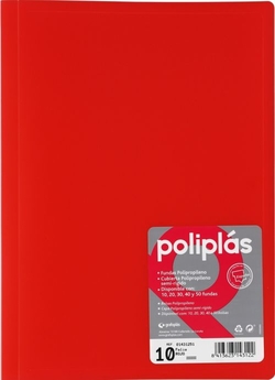 CARPETA Fº 50 FUNDAS SOLDADAS TRANSLUCIDAS ROJO