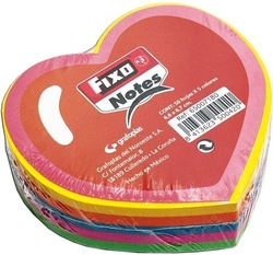 BLOCO 250 NOTAS ADESIVAS CORAÇÃO 76X76MM FIXO CORES NEON